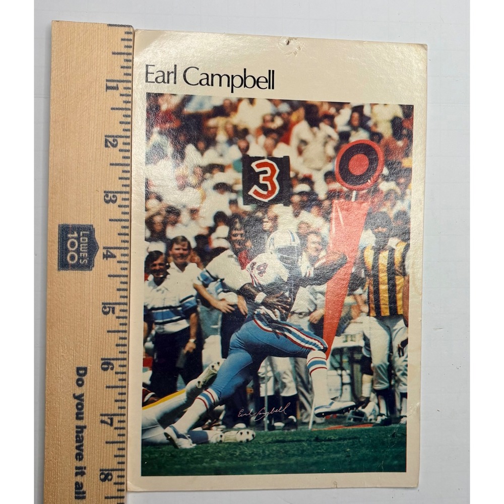 Vintage Earl Campbell Houston Oilers Mini-Poster Card 48 of 50 1980 Stats NFL